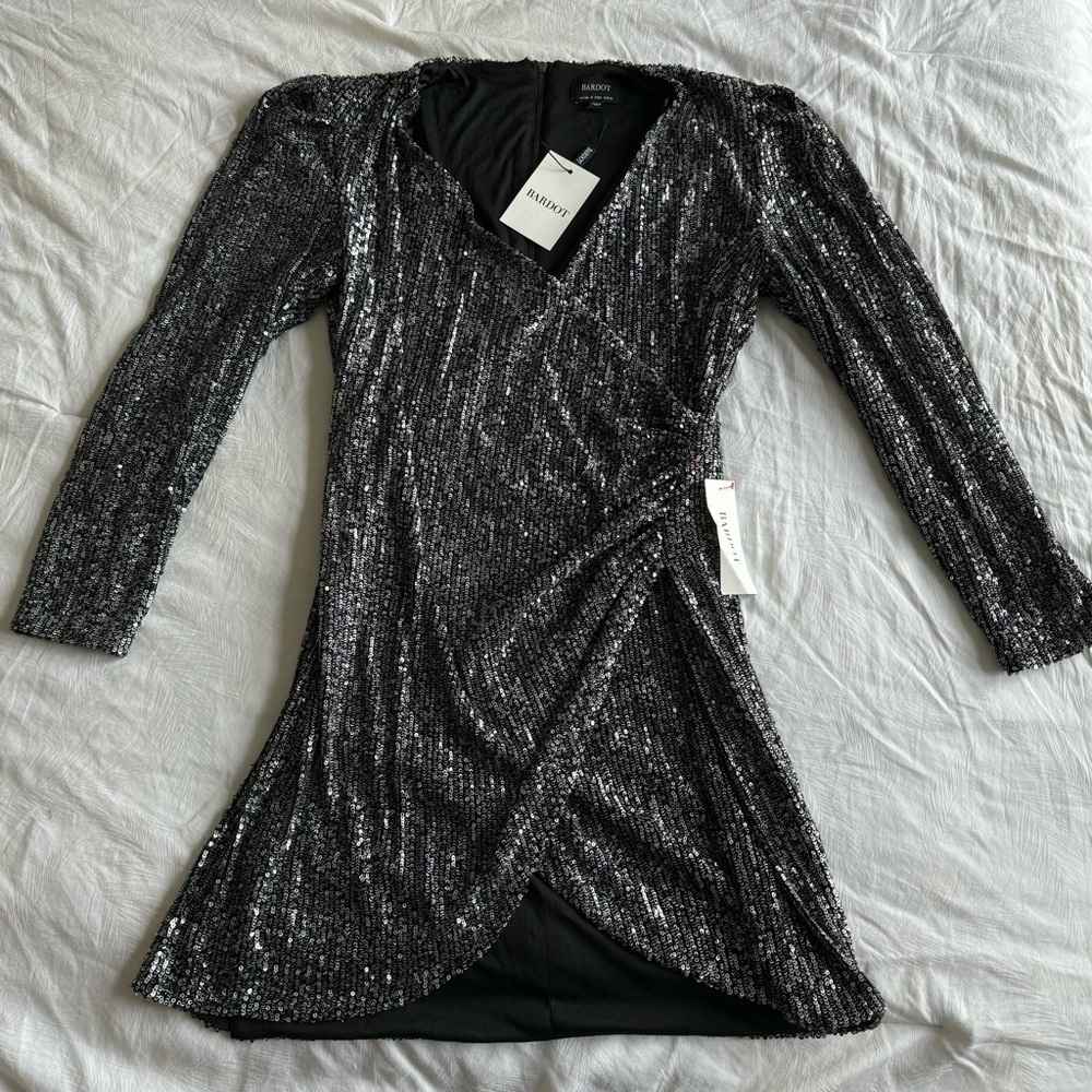 NWT Bardot Sequin Wrap Mini Dress